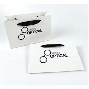 Drukowane papierowe torby kartonowe luksusowe białe papierowe torbana papier z kraft z wstążką do torbyna zakupy z własnym logo