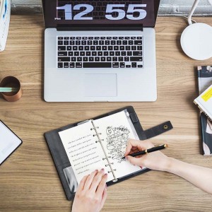 Skórzany pamiętniknapełnionynotebook spiral Journal Binder Portfolio- A5&A6