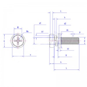 Śruba z łbem sześciokątnym z wgłębieniem krzyżowym z wcięciem i podkładką sprężystą