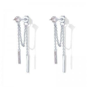 Hongde 18K pozłacane 925 srebro zwisający łańcuszek szpilki cyrkonia kulka gwintownik kolczyki Earscapes