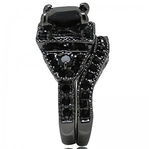 Obrączka ślubna z okazji rocznicy ślubu z czarnym onyksem w kształcie księżniczki, diamentowa dla kobiety dla mężczyzny