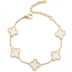 Hongde 18-karatowe złoto-Platerowani mężczyźni\\i Kobiet\\Bransoletka z czterolistną koniczynąna szczęście