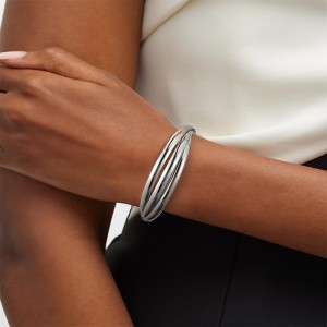 Hongde Klasyczny prosty multi-warstwa srebra-Otwarta bransoletka w kolorze złotym