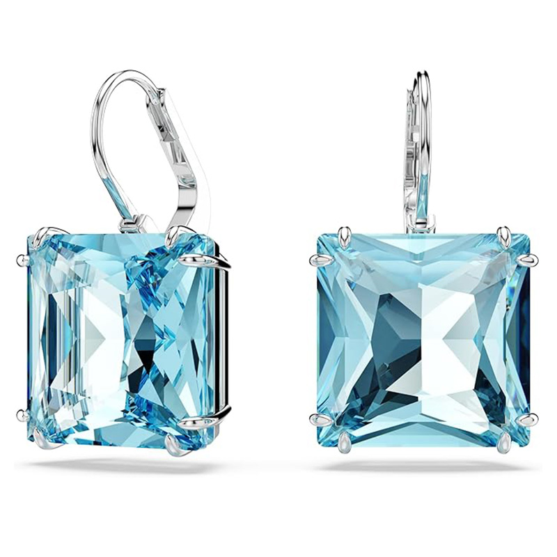 Kolczyki Ocean Blue Crystal Square Kolczyki Swarovski Millenia, kryształ o szlifie kwadratowym,niebieski, rodowany