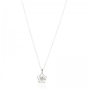 Delikatny kwiatowynaszyjnik z prawdziwym lub sztucznym kamieniem szlachetnym Birthstone Flower Naszyjnik z łańcuszkiem ze srebra próby 18, 18