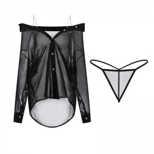 Nowy styl plus-Rozmiar seksownej bielizny. Czysta i pociągająca widzi-Przez szyfonową sukienkę z głębokim v-szyja,niska-Cut Design and Selpenders, część jednolitego set2622 Cena:$108,99