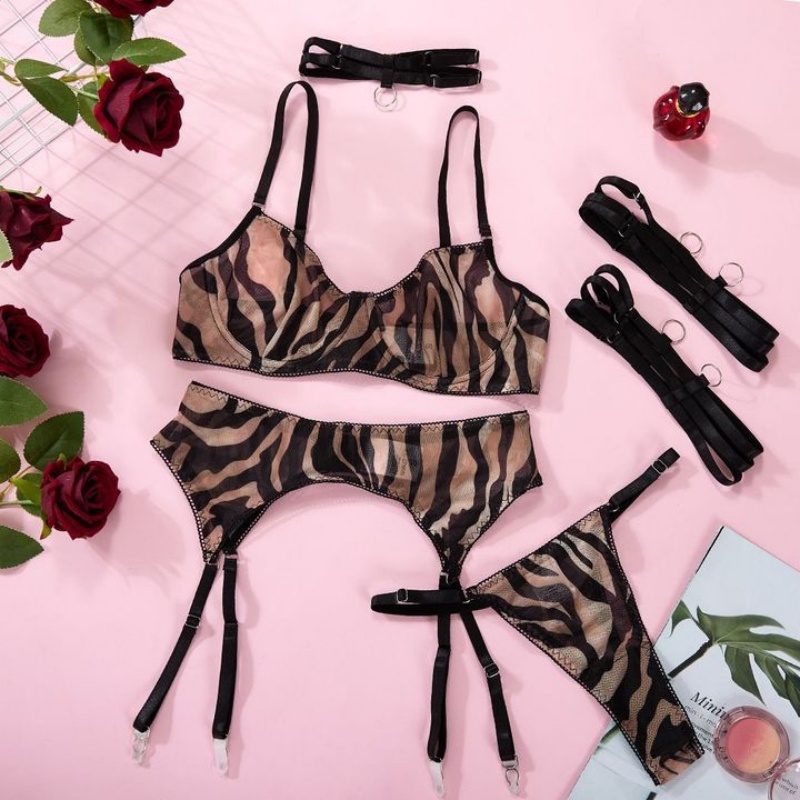 Nowy styl Sheer Mesh Bra. Seksowna trójka-Kawałek bielizny z wzorami zebry dla pociągającego dotyku My98806 Cena:$119,99