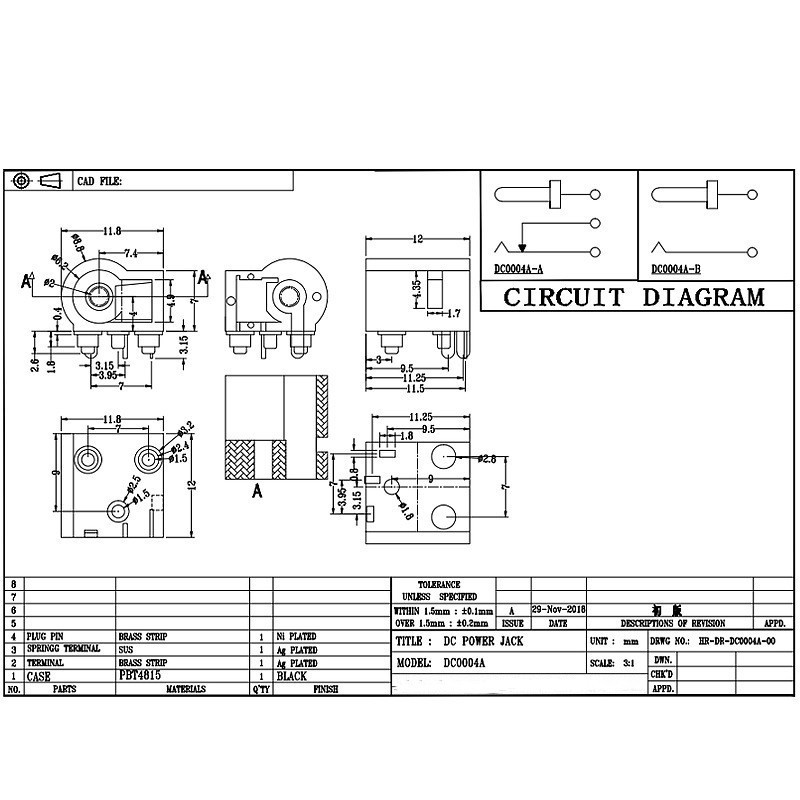 DC Socket DC-0004a, małe gniazdo urządzeń gospodarstwa domowego do oczyszczaczy wody, dwa-Gniazdo ładowania powierzchniowej studzie z kolumną pozycjonowania