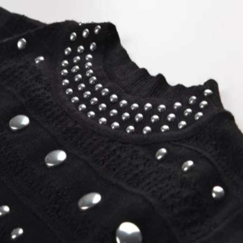 Letni dolara kołnierzyka bez rękawów ramię, metalowe sukienki z dzianiny